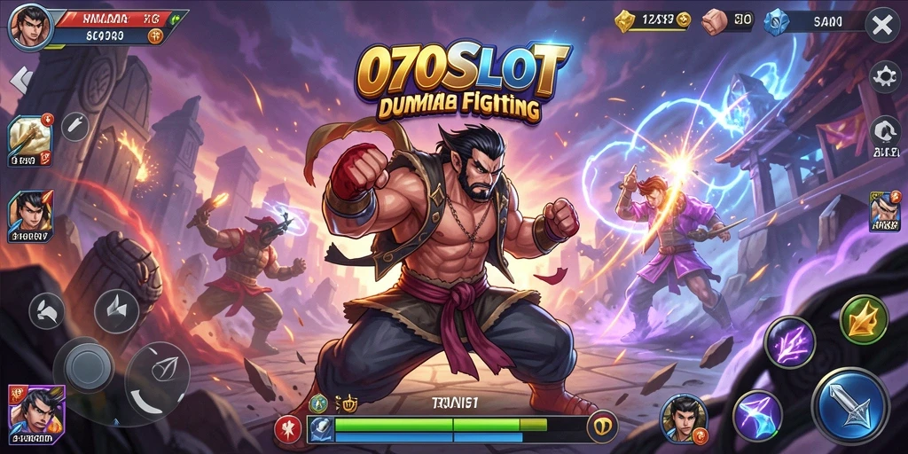 Tangkapan layar penuh aksi dari gameplay pertarungan di 070SLOT.