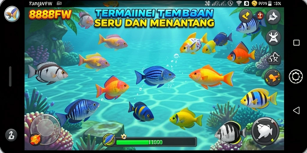 Screenshot gameplay 888FW menampilkan momen menembak ikan yang seru.