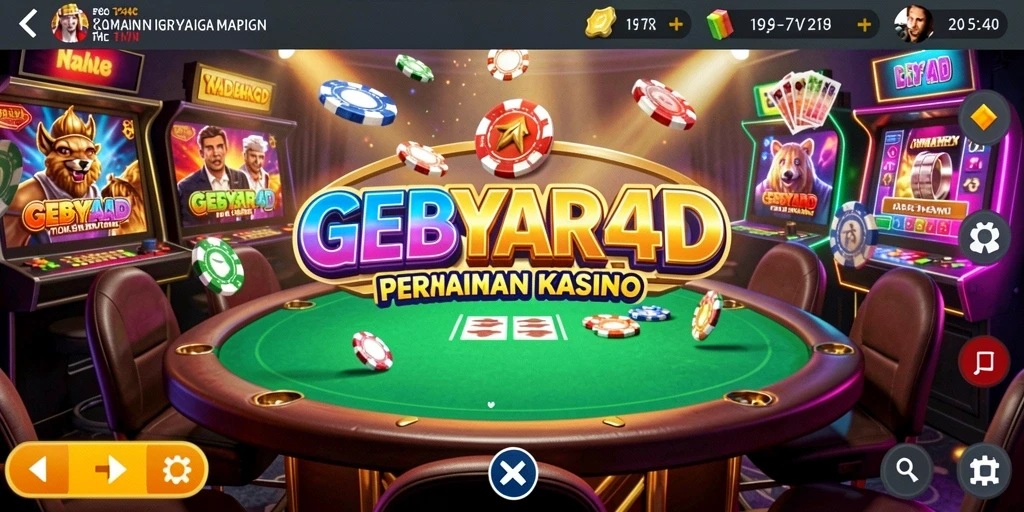 Gameplay seru GEBYAR4D yang menunjukkan suasana kasino yang memukau.