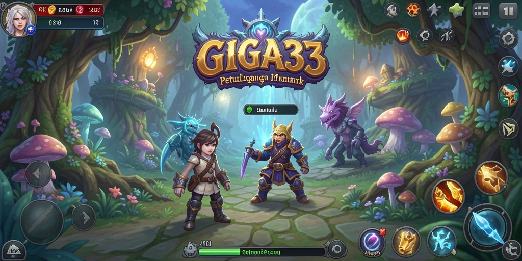 Gameplay GIGA33 menampilkan karakter menjelajah dunia yang indah dan penuh tantangan.