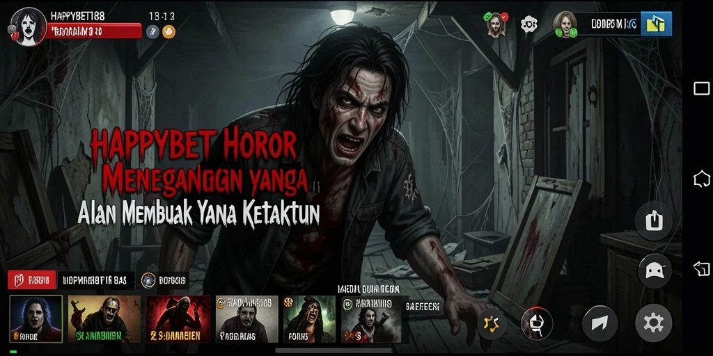 Screenshot gameplay menampilkan suasana gelap dan menyeramkan dari HAPPYBET188.