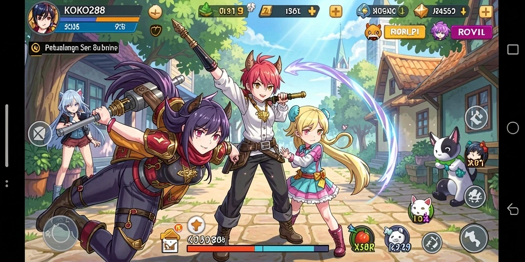 Screenshot KOKO288 menampilkan gameplay yang dinamis di dunia Anime.