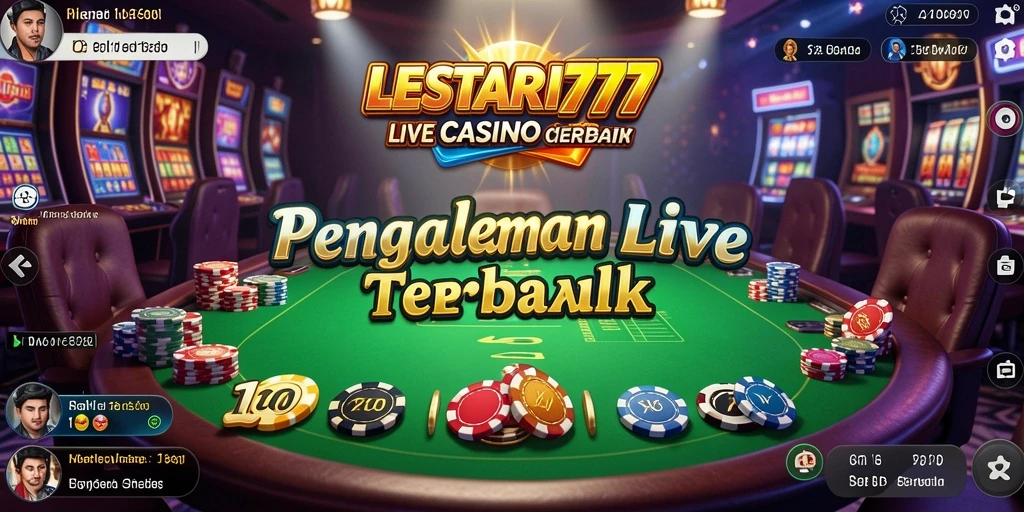 Screenshot gameplay LESTARI777 menunjukkan dealer langsung dan interaksi menarik.