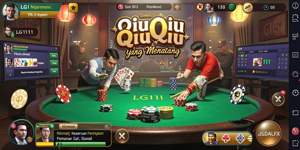 Tampilan game QiuQiu yang menegangkan dan interaktif.