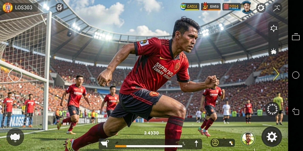 Gameplay LOS303 menampilkan aksi seru dalam pertandingan sepak bola.