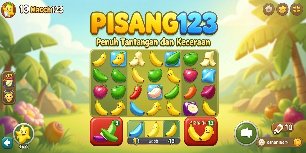 Tangkapan layar menampilkan aksi mencocokkan buah pisang yang seru.