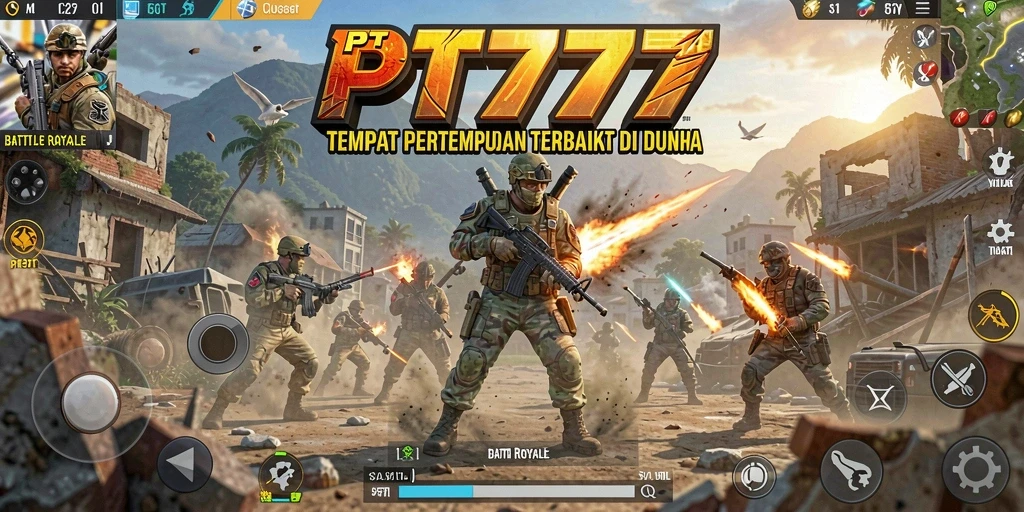 Screenshot menampilkan aksi seru gameplay Battle Royale di PT777.