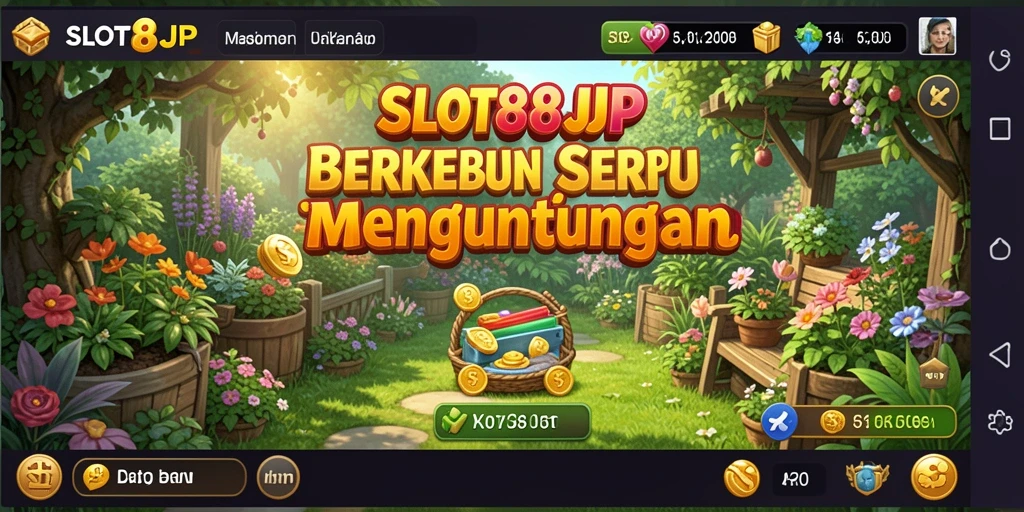 Tampilan gameplay menarik di SLOT88JP dengan aktivitas berkebun.