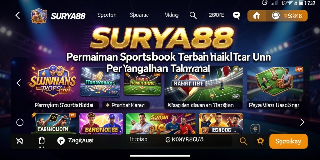 Screenshot utama SURYA88 menampilkan tampilan antarmuka taruhan olahraga.