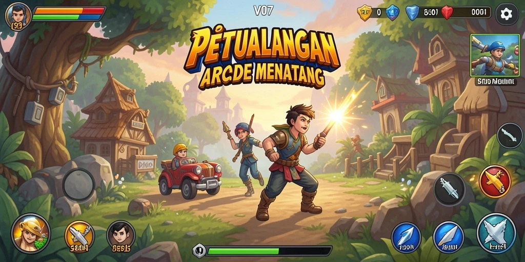 Screenshot gameplay V07 menunjukkan aksi seru dalam permainan Arcade.