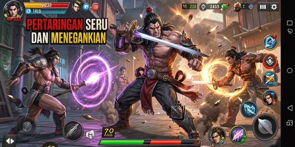 Gameplay Fighting yang mendebarkan dan interaktif